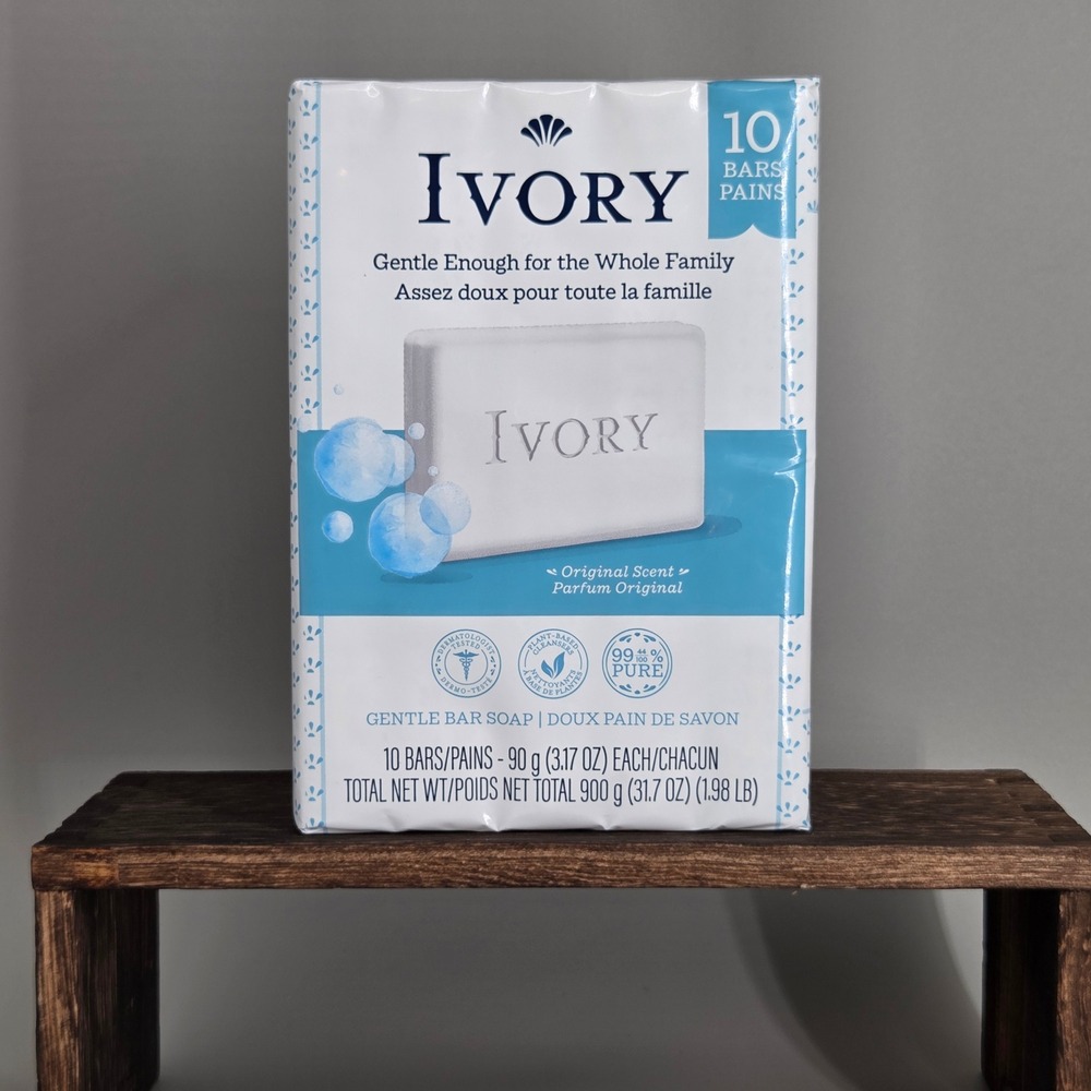 Ivory Bar Soap Unisex 10 Count Original Scent 99.44 Pure Gentle Clean Bulk Pack